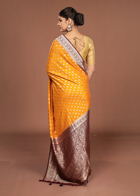 Yellow Dupion Silk Saree With Blouse Piece