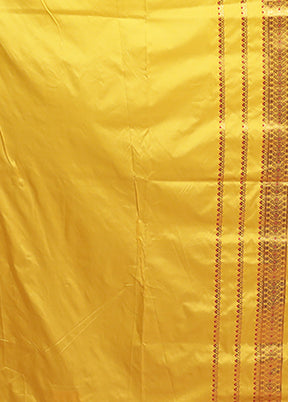 Yellow Assam Silk Saree With Blouse Piece