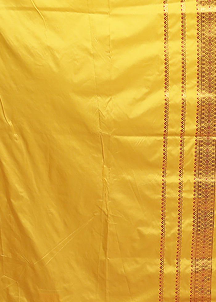 Yellow Assam Silk Saree With Blouse Piece
