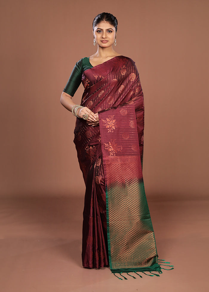 Pink Kanjivaram Silk Saree With Blouse Piece