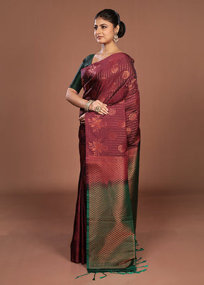 Pink Kanjivaram Silk Saree With Blouse Piece