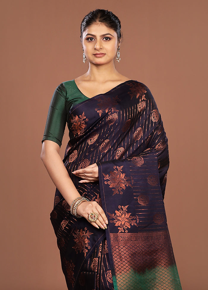 Purple Kanjivaram Silk Saree With Blouse Piece