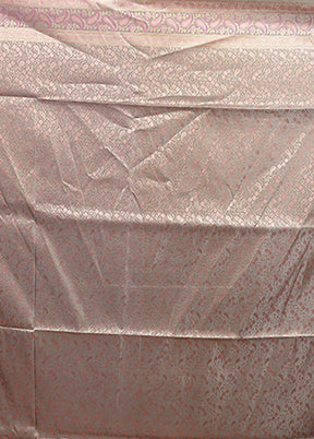 Pink Jamewar Silk Saree With Blouse Piece