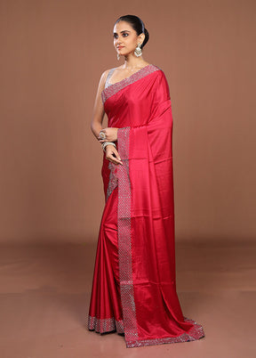 Pink Chiffon Silk Saree With Blouse Piece
