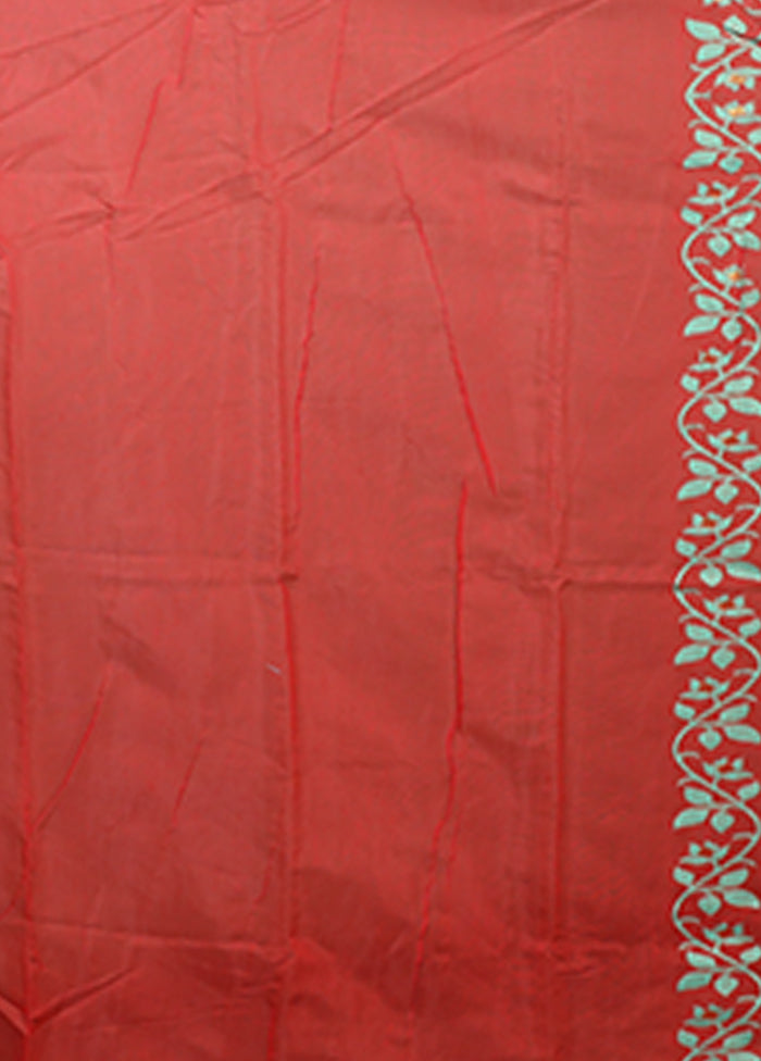 Red Jamdani Cotton Saree Without Blouse Piece