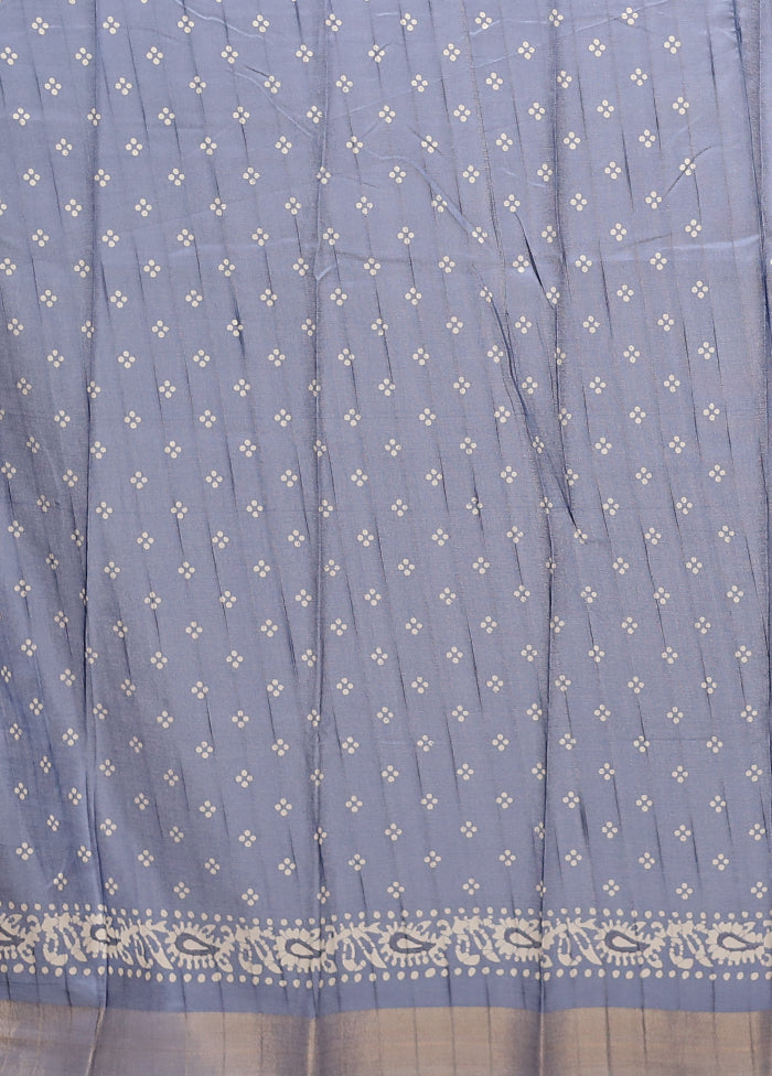 Blue Dupion Silk Saree With Blouse Piece