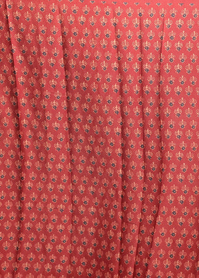 Maroon Printed Silk Saree Without Blouse Piece