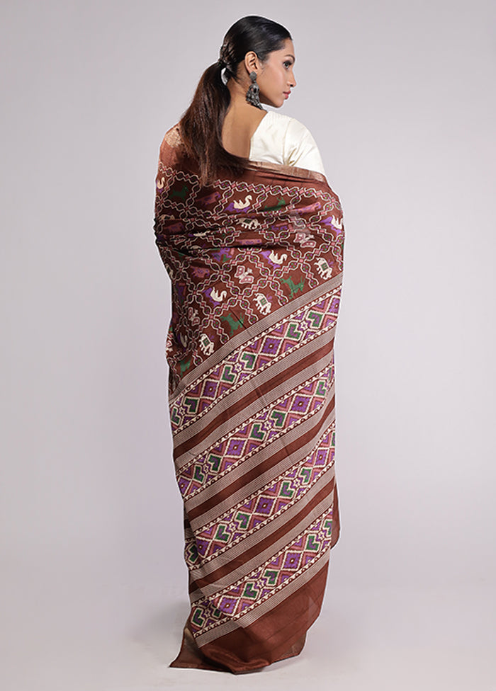 Brown Dupion Silk Saree With Blouse Piece