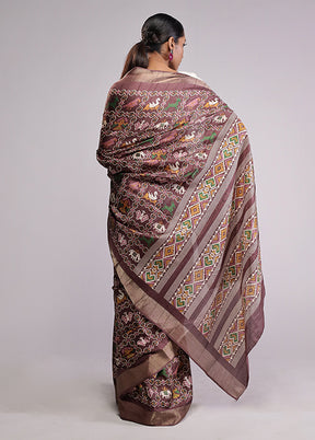 Brown Dupion Silk Saree With Blouse Piece