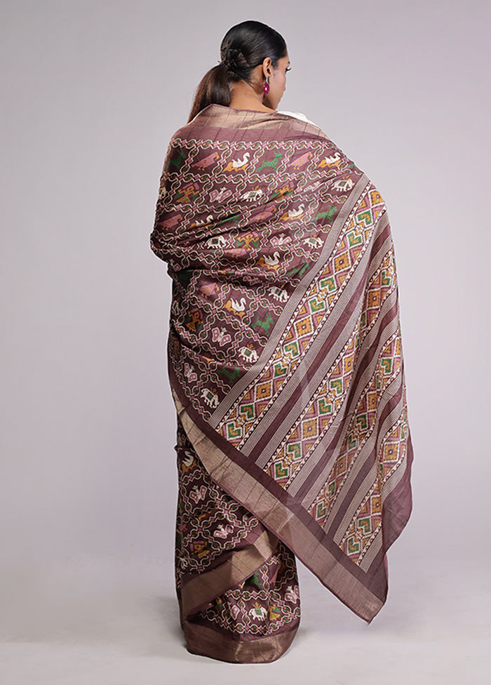 Brown Dupion Silk Saree With Blouse Piece