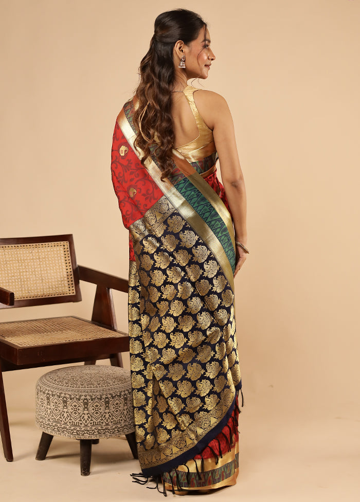 Pink Kanjivaram Silk Saree With Blouse Piece