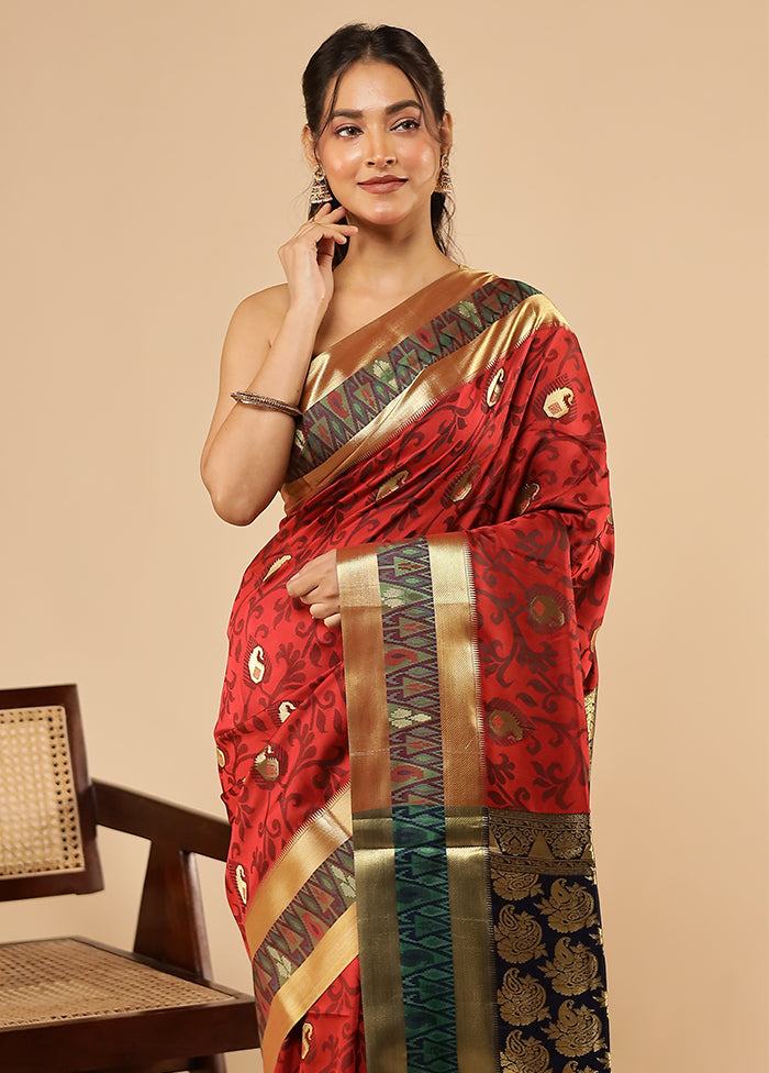 Pink Kanjivaram Silk Saree With Blouse Piece