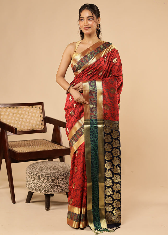 Pink Kanjivaram Silk Saree With Blouse Piece
