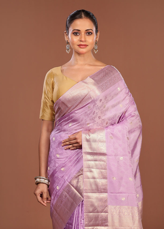 Grey Handloom Kanchipuram Pure Silk Saree With Blouse Piece