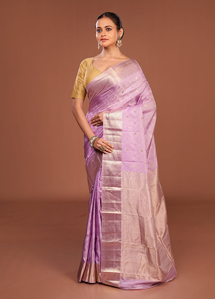 Grey Handloom Kanchipuram Pure Silk Saree With Blouse Piece