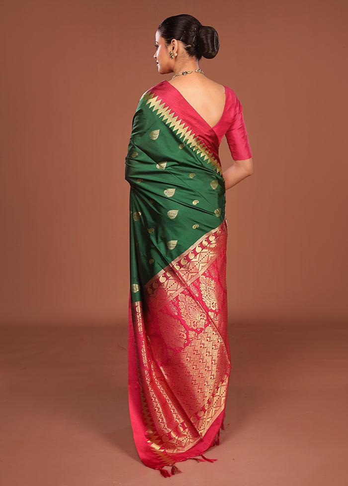 Green Kanjivaram Silk Saree With Blouse Piece