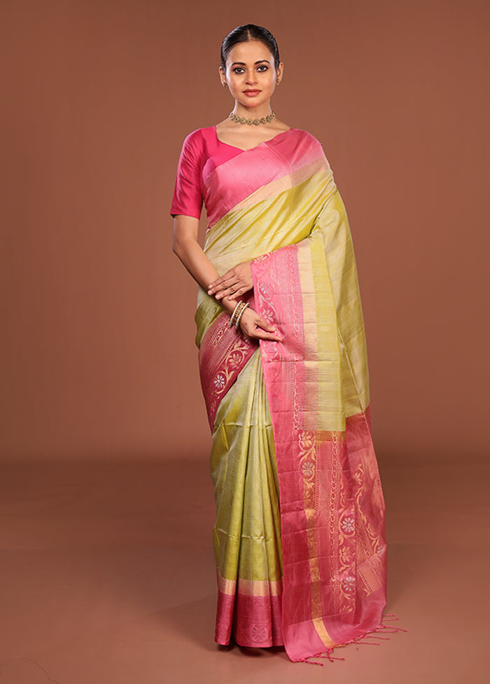 Green Handloom Kanchipuram Pure Silk Saree With Blouse Piece