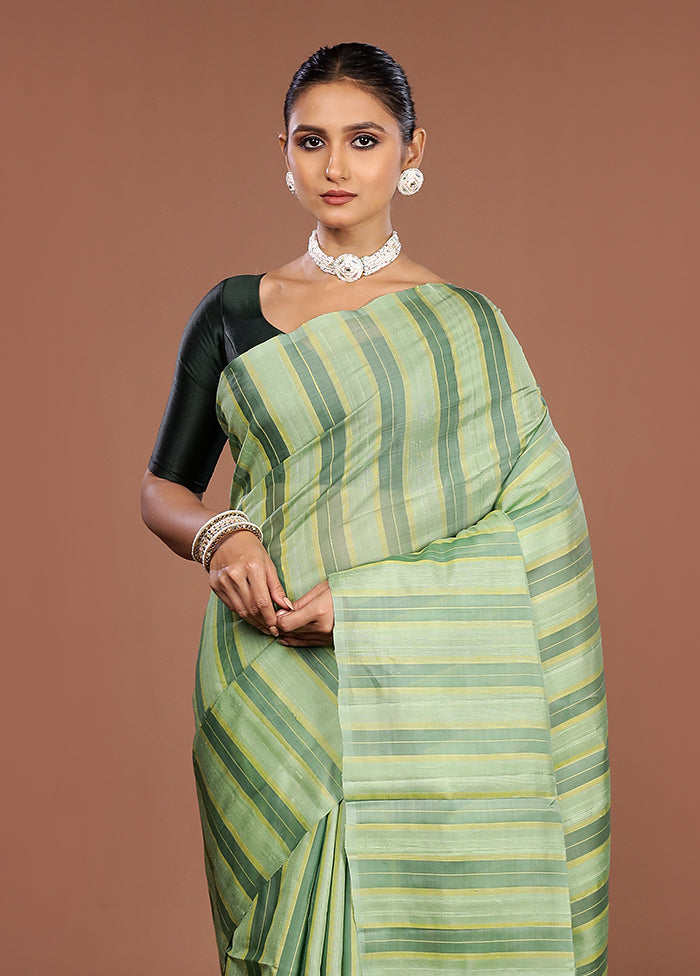 Green Handloom Kanchipuram Pure Silk Saree With Blouse Piece