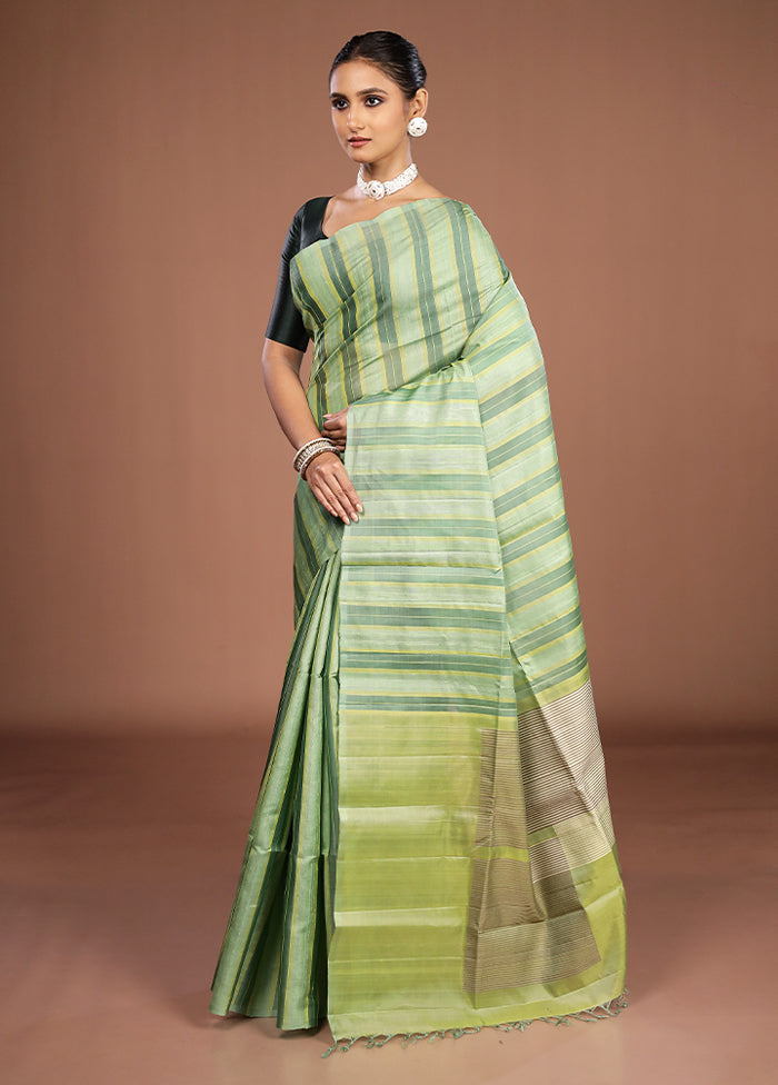 Green Handloom Kanchipuram Pure Silk Saree With Blouse Piece