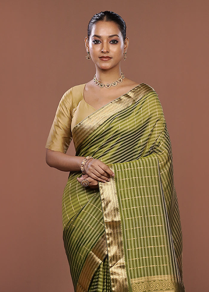 Green Kanjivaram Silk Saree With Blouse Piece