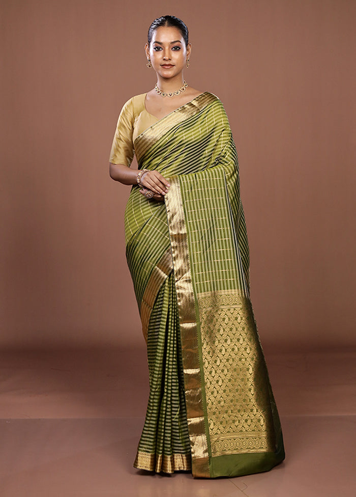 Green Kanjivaram Silk Saree With Blouse Piece