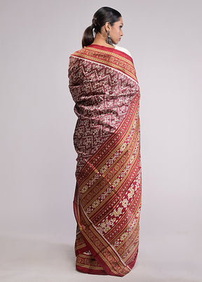 Maroon Dupion Silk Saree With Blouse Piece