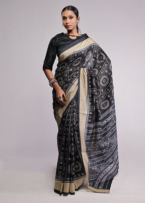 Black Dupion Silk Saree With Blouse Piece