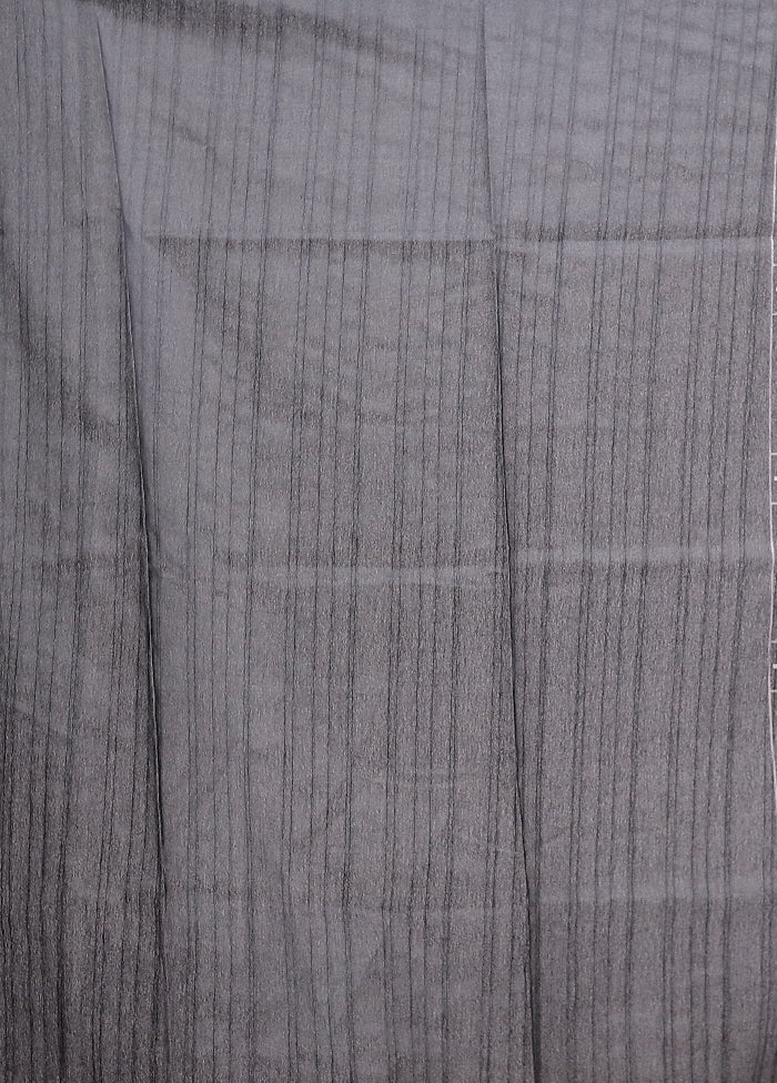 Black Dupion Silk Saree With Blouse Piece