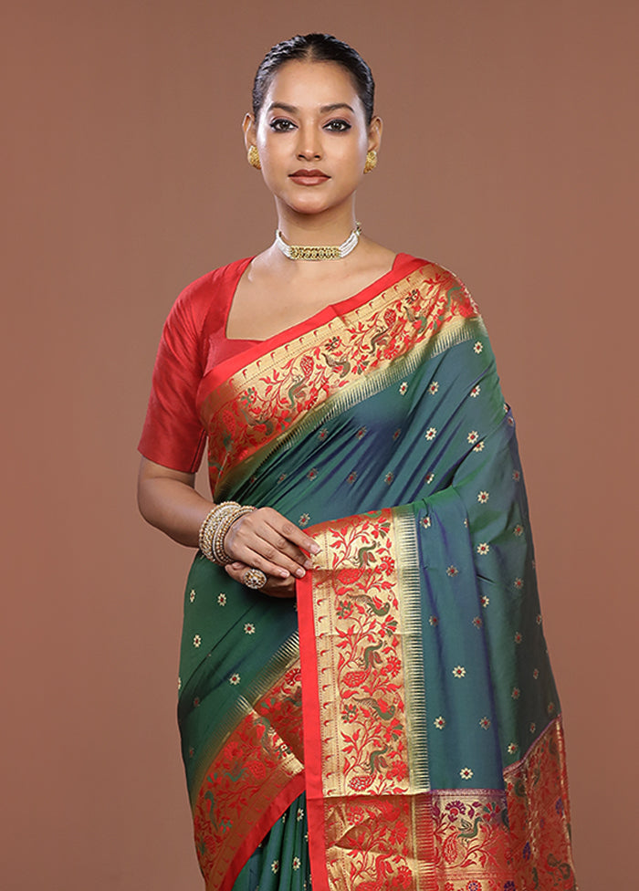 Green Kanjivaram Silk Saree With Blouse Piece