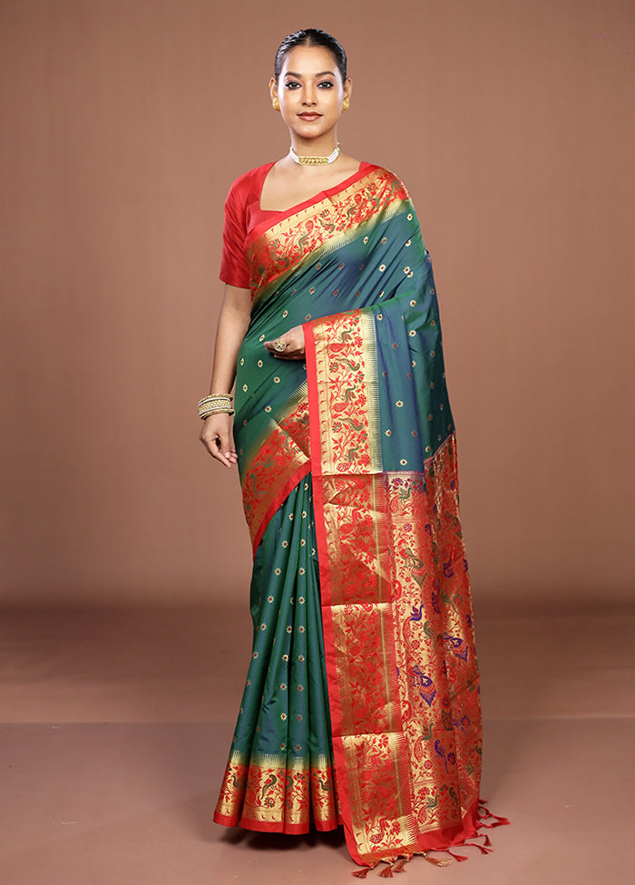Green Kanjivaram Silk Saree With Blouse Piece