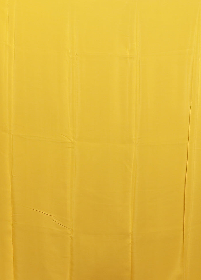 Yellow Handloom Chiffon Pure Silk Saree With Blouse Piece