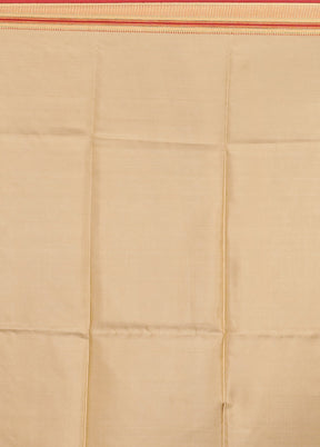 Cream Printed Pure Silk Saree Without Blouse Piece