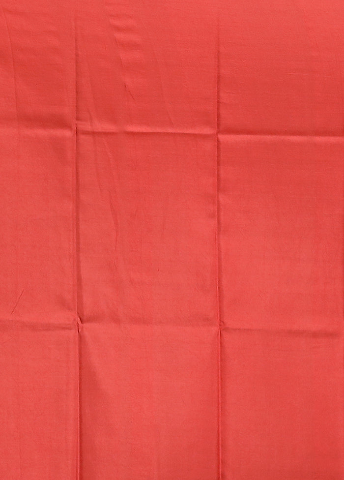 Red Printed Pure Silk Saree Without Blouse Piece