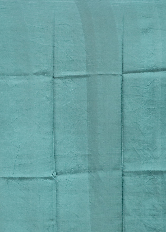 Green Printed Pure Silk Saree Without Blouse Piece