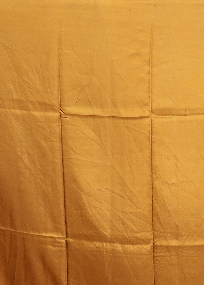 Yellow Printed Pure Silk Saree Without Blouse Piece