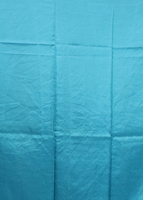 Blue Printed Pure Silk Saree Without Blouse Piece