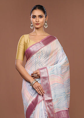 Blue Pure Cotton Saree With Blouse Piece