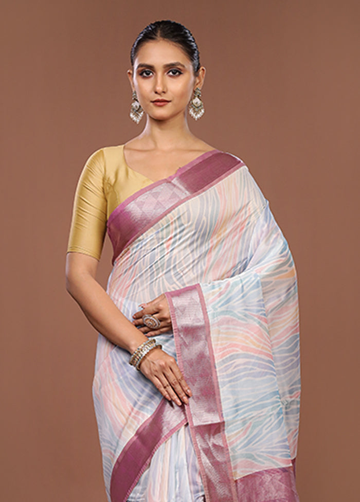 Blue Pure Cotton Saree With Blouse Piece