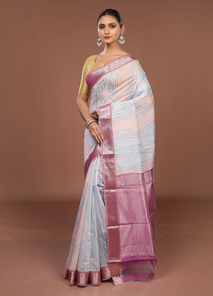 Blue Pure Cotton Saree With Blouse Piece