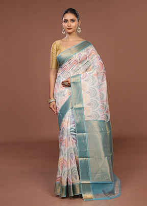 White Pure Cotton Saree With Blouse Piece