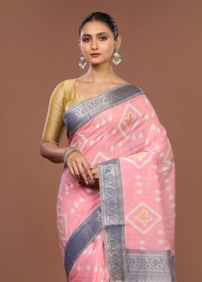 Pink Pure Cotton Saree With Blouse Piece