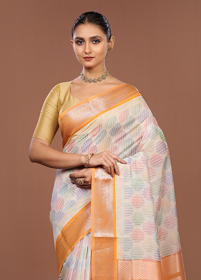 Multicolor Pure Cotton Saree With Blouse Piece