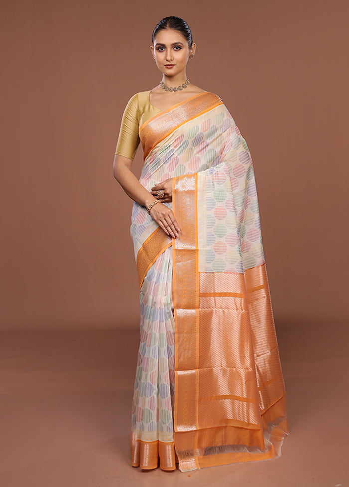 Multicolor Pure Cotton Saree With Blouse Piece
