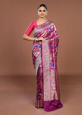 Multicolor Handloom Katan Pure Silk Saree With Blouse Piece