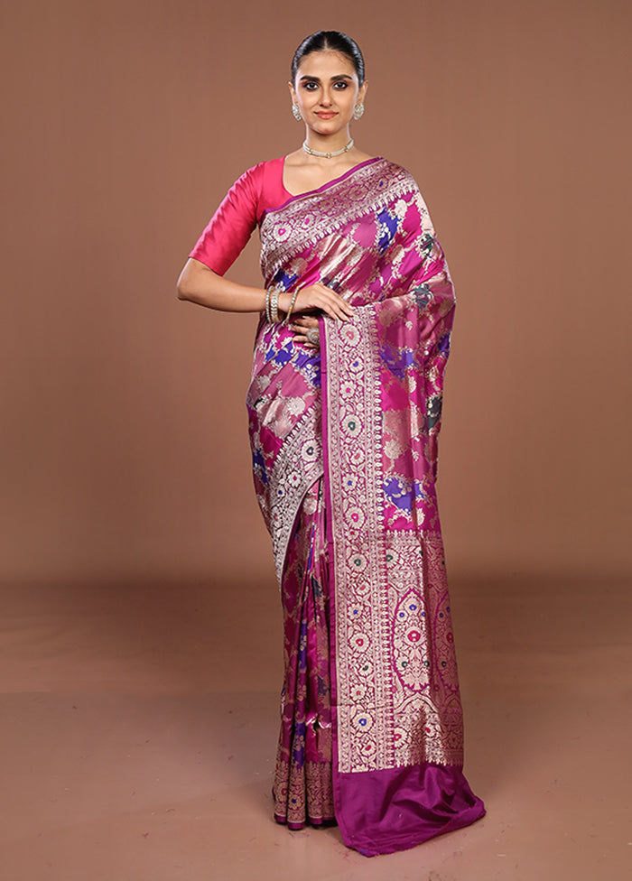 Multicolor Handloom Katan Pure Silk Saree With Blouse Piece