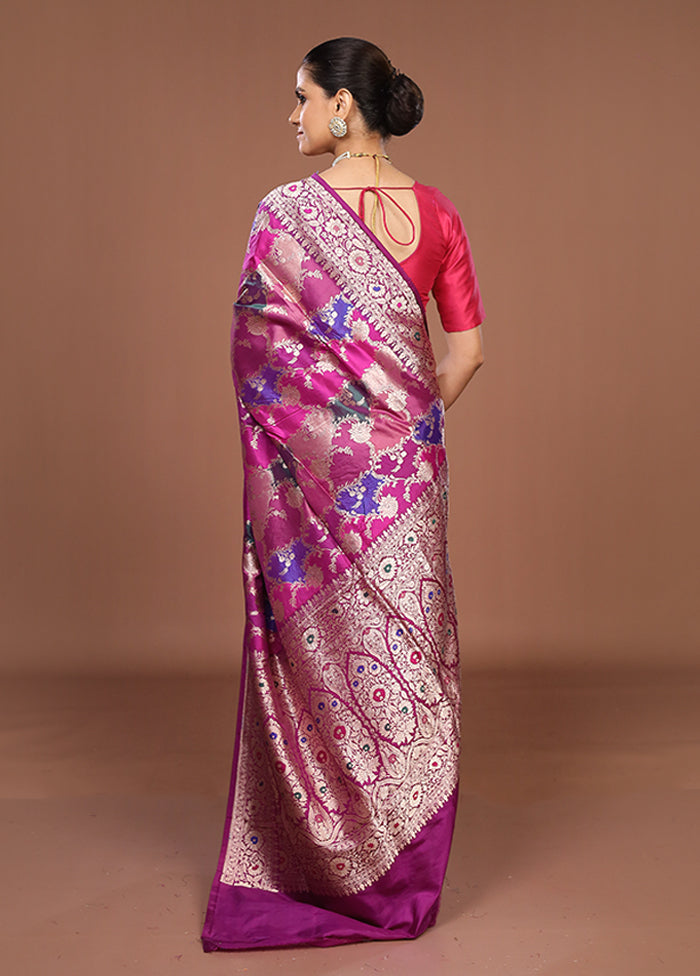 Multicolor Handloom Katan Pure Silk Saree With Blouse Piece