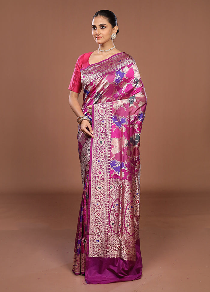 Multicolor Handloom Katan Pure Silk Saree With Blouse Piece