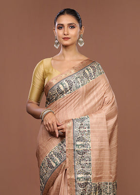 Yellow Tussar Silk Saree With Blouse Piece