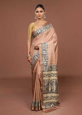 Yellow Tussar Silk Saree With Blouse Piece