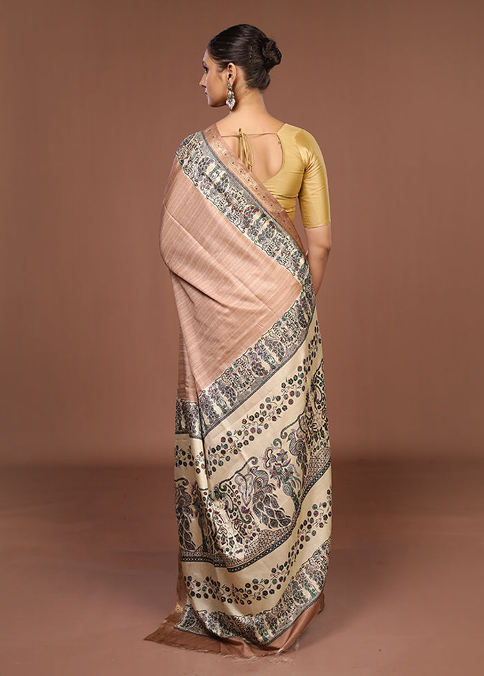 Yellow Tussar Silk Saree With Blouse Piece